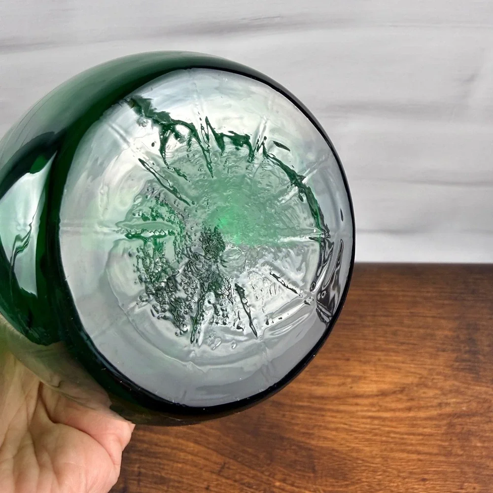 Holmegaard Denmark Emerald Green Art Glass Vase w/ Original Label Vintage
